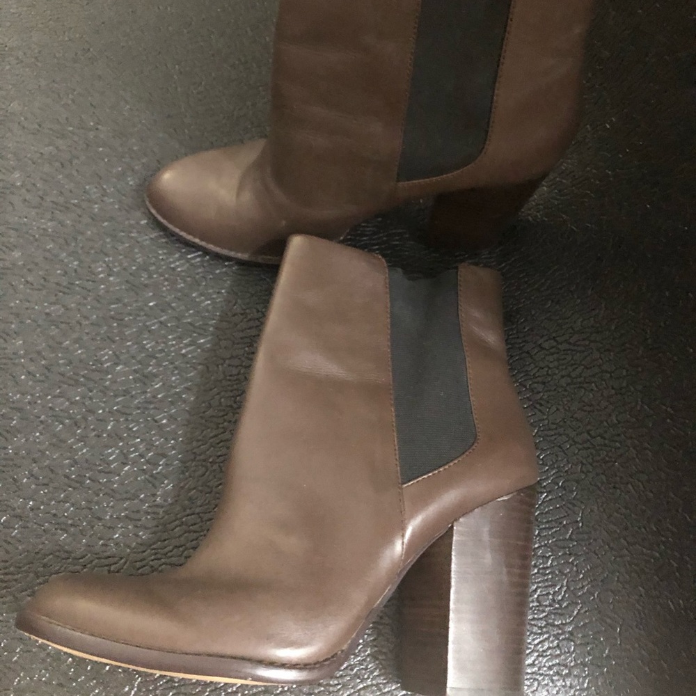 Brown leather booties